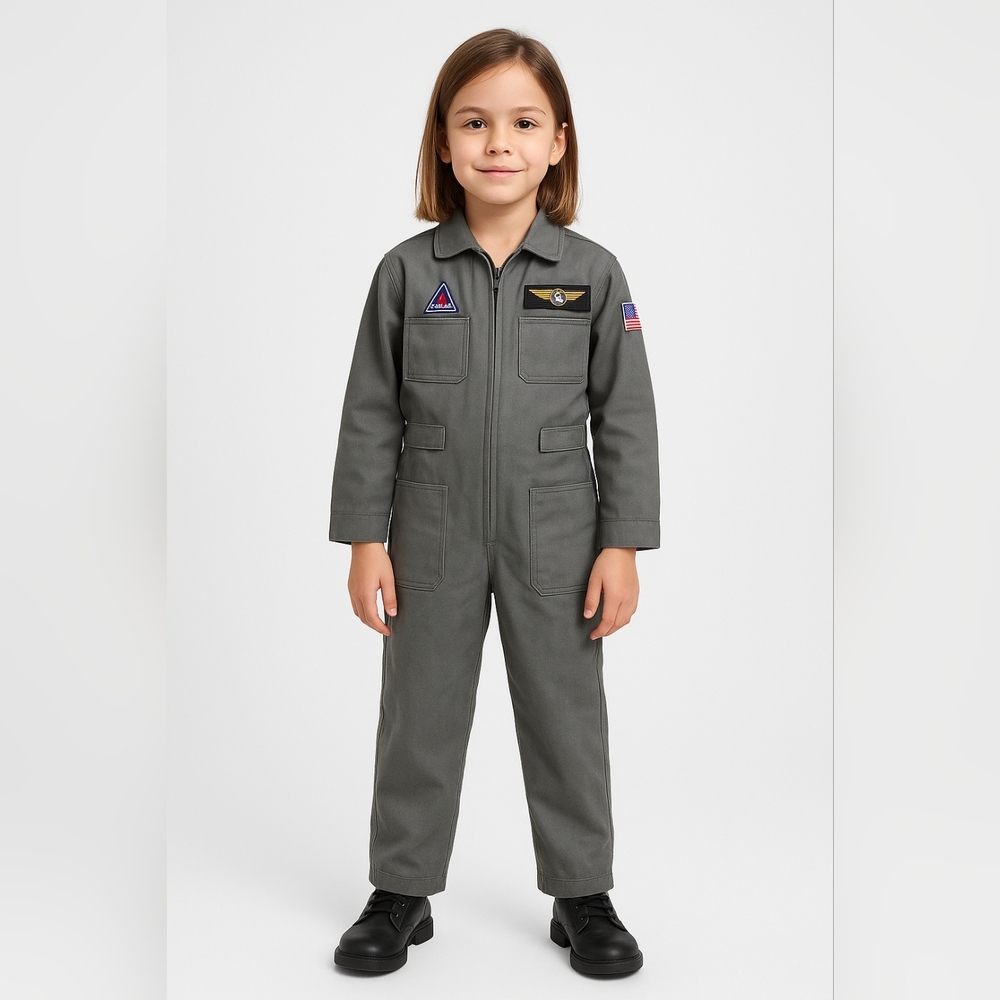 Unisex Child's Size 7-8 Large Military Pilot Flight Air Force Top Gun Costume